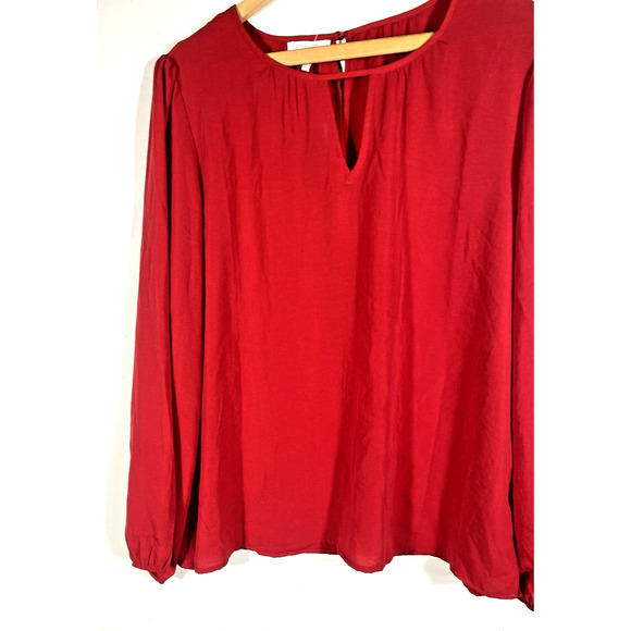 Maurices Tunic Top Size Large Red Silky Satin Holiday Party Peasant Romantic NEW - Picture 6 of 12